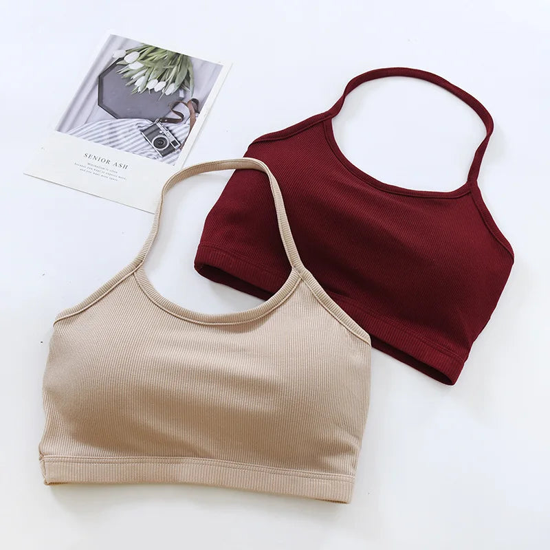 New Chest Pad Beautiful Back Underwear Solid Color Women's Inner Sling Vest One Piece Sleepwear Pajamas Modal Bottom Top