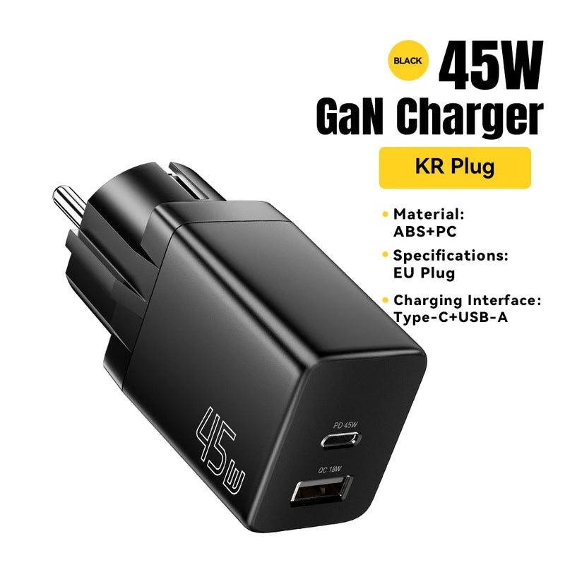 ឆ្នាំងសាក Essager GaN USB Type C 67W 45W 33W KR EU Plug សាកថ្មលឿនសម្រាប់ Samsung iPhone 16 15 14 Pro Huawei ទូរស័ព្ទ កុំព្យូទ័រយួរដៃ ឆ្នាំងសាក