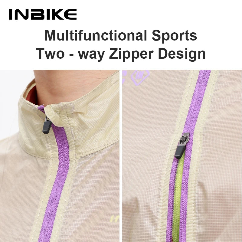 INBIKE Ultra-Light Portable Cycling Windbreaker for Women Windproof Water-Resistant Jacket for Road Biking Clothing with Pockets