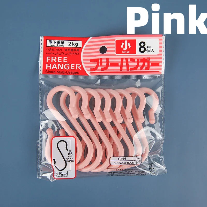 8pcs Plastic S-Shaped Hooks, Multi-Purpose Home Storage Hooks,S-Shaped Hooks,Suitable for Bathroom,Bedroom,Utility Hooks