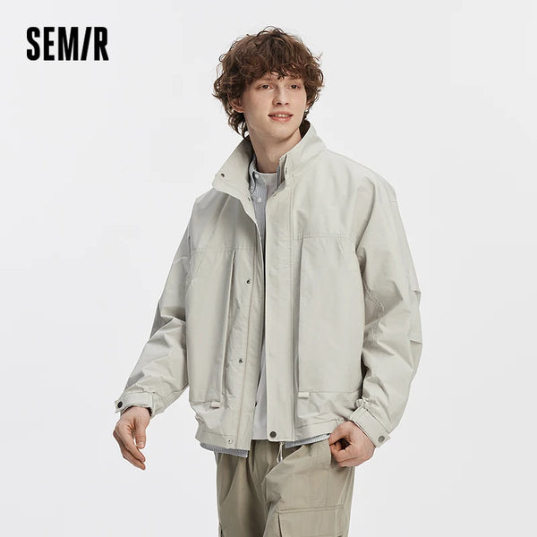 អាវក្រៅបុរស Semir ទម្ងន់ស្រាល មានខ្សែរ៉ូត រចនាបថសម្រាប់ពាក់ក្រៅផ្ទះ រលុង ពាក់ប្រចាំថ្ងៃ រដូវស្លឹកឈើជ្រុះ ឆ្នាំ២០២៦