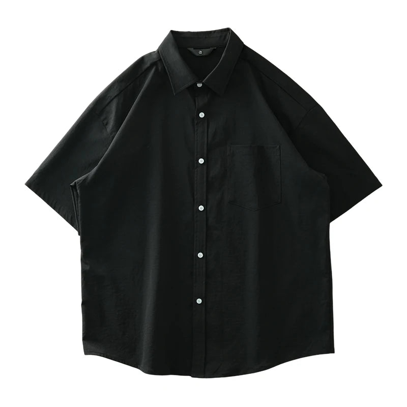 DUKEEN Ice Silk Coolness Short-Sleeve Shirts for Men 2025 Summer Casual Thin Solid Color Basic Tops White Men's Clothing