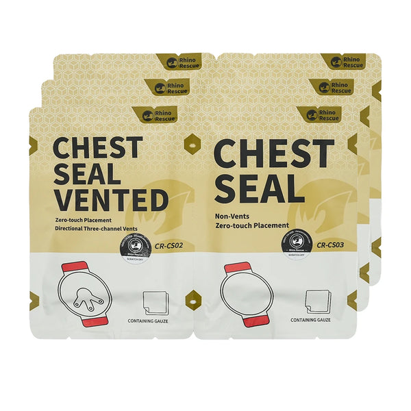 RHINO RESCUE Vent Chest Seal Trauma Dressing First Aid Kit Sterile Tactical Outdoor Emergency IFAK Refill for Military And Outdo