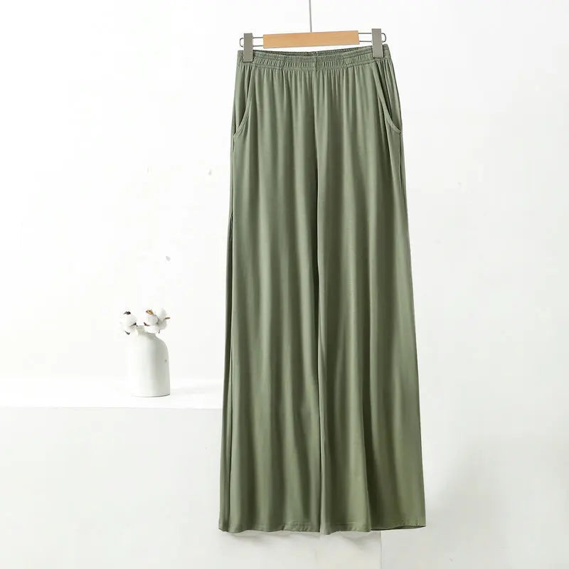 Female Trousers Modal Home Pants Women's Spring Autumn Summer Sleepwear Pantalones Casual Wide Leg Pajamas Pant Plus Size XL-7XL