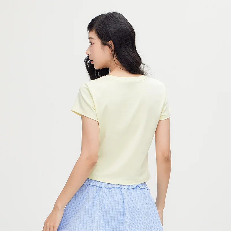 Semir Women Tshirt Short Length Slim Fit Standard Shoulder Funny Stylish Slim 2026 Summer Casual Fashion Top