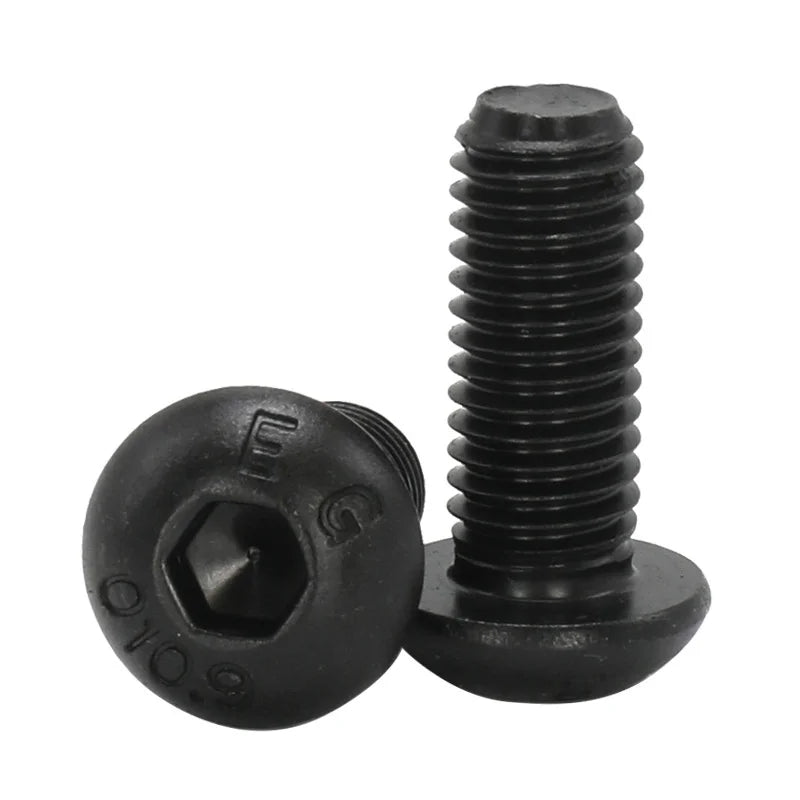 10/20/50pcs M3 M4 M5 M6 M8 M10 M12 Black Grade 10.9 Steel ISO7380 Hexagon Hex Socket Head Button Mushroom Allen Bolt Screw