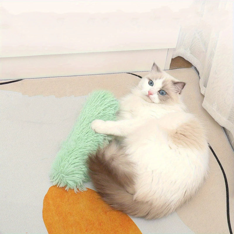 Soft & Durable Cat Grass Toys for Indoor Cats - Interactive Kick Toys with Striped Design,Plush Fur Teeth Cleaning & Oral Health
