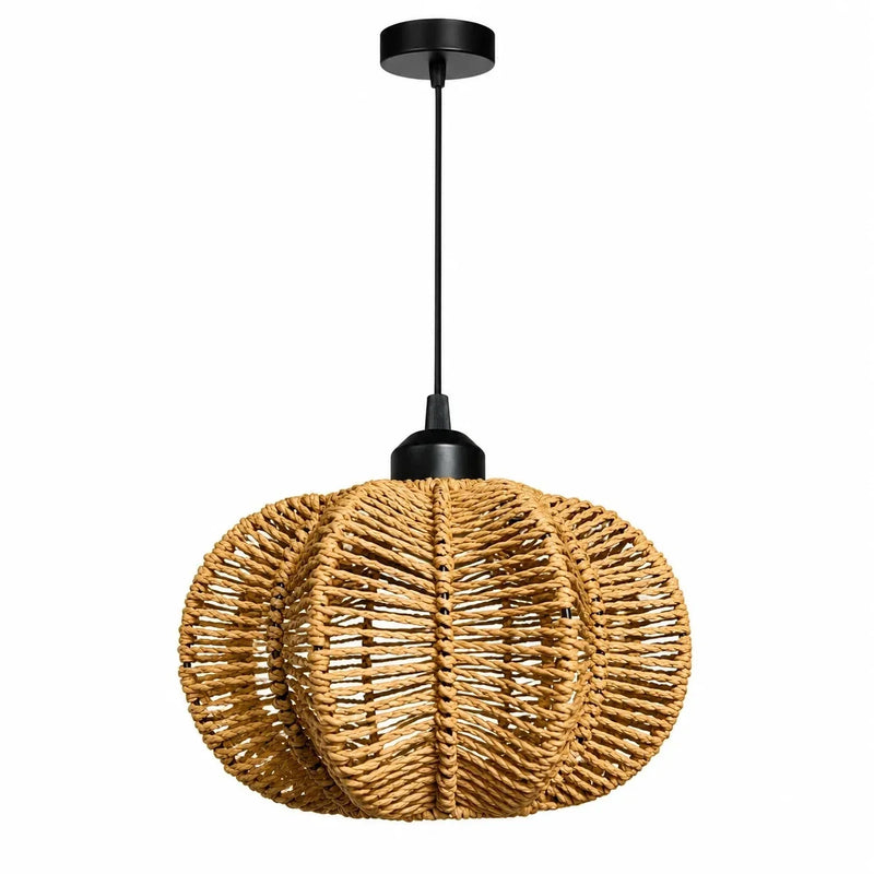 JOYINLED E27 Woven Chandelier Boho Pendant Lamp with Handwoven Rattan Basket Lamps Hade Hanging Light Fixture Bedroom Farmhouse