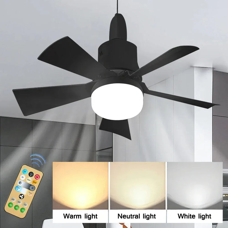 Black/White 30W LED Ceiling Fan with Lamp Fixture 5-Speed Fan Durable Silent Ceiling Fan for Bedroom Balcony Study AC85-265V