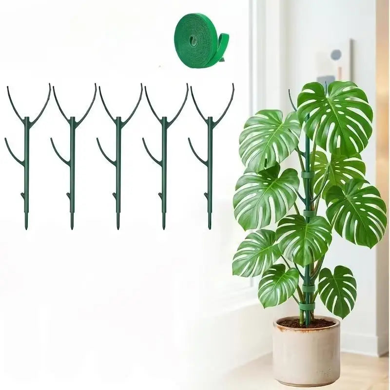 6pcs Monstera Plant Support Stakes with Ties – Stackable Trellis Design, for Climbing & Outdoor Use