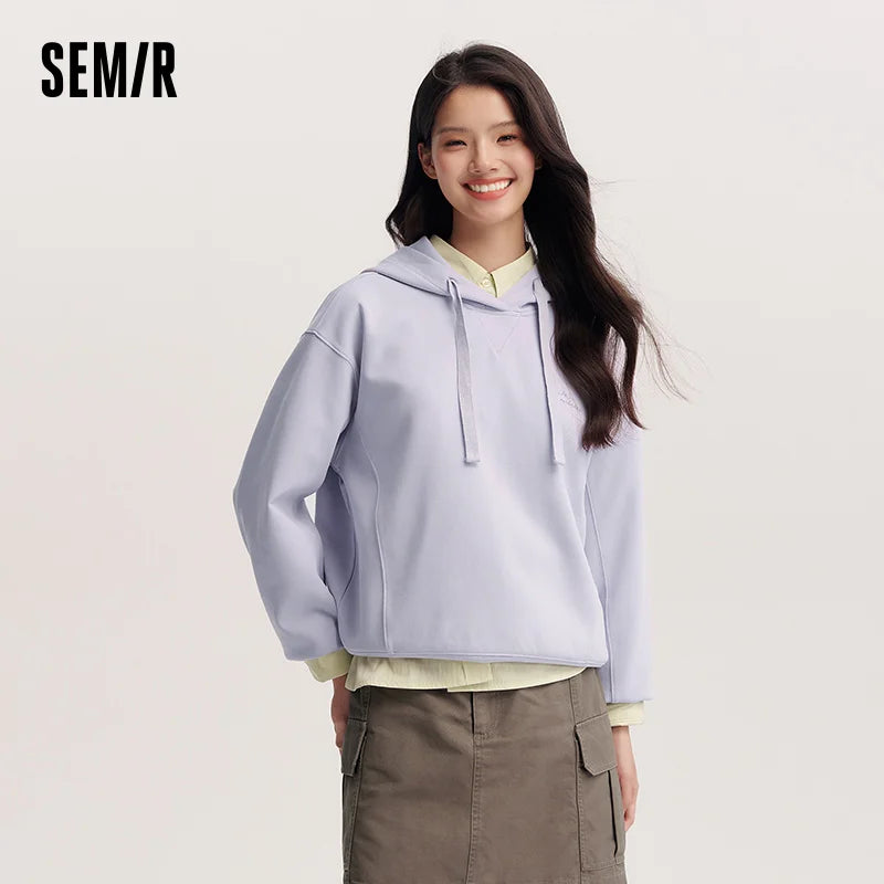 Semir Embroidered Hoodies Soft Texture Women Spring Casual Sweatshirt Fashion Comfort Loose Style Gentle Trend Cozy New 2026