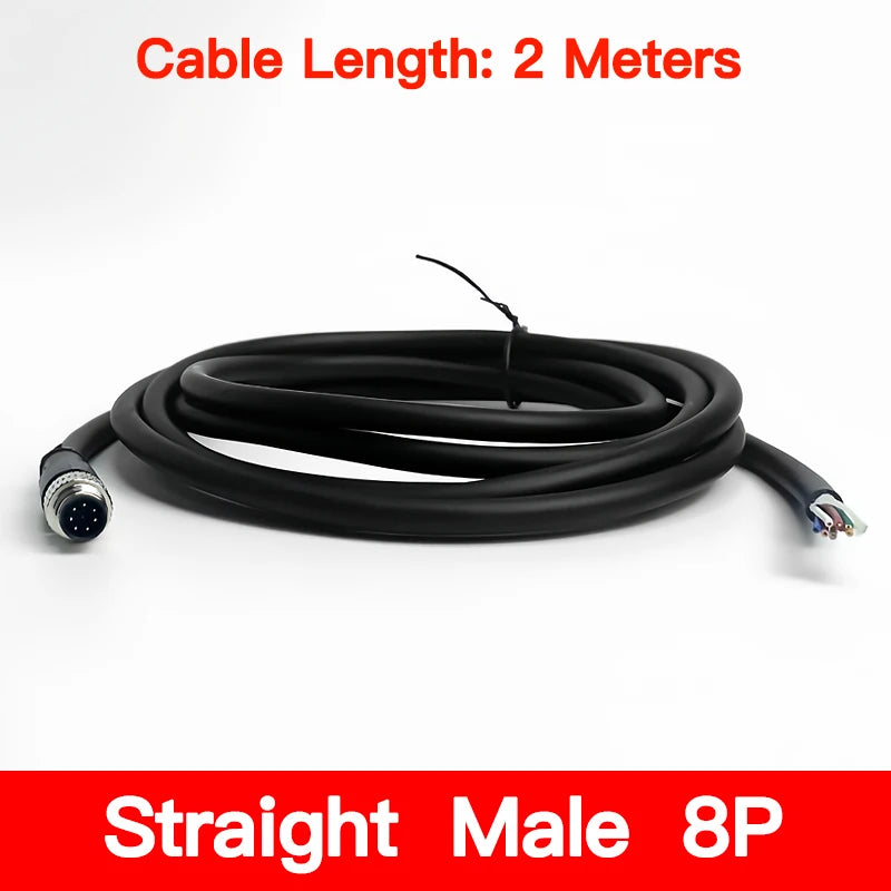 2Meters Waterproof M8 Sensor Connector, Male & Female 3/4/5/6/8 Pin, Integrated Injection Molding Industrial Cable Plug