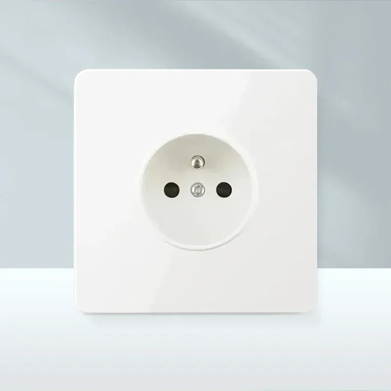 White Antique Stainless Steel Panel Wall Lamp Switch, Toggle Wall Dimmer Switch Socket EU USB Plug Socket 220V Electrical On Off