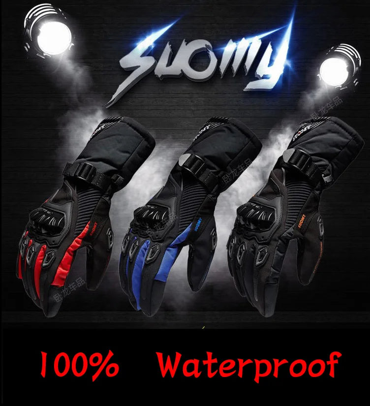SUOMY Motorcycle Gloves Men 100% Waterproof Windproof Winter Moto Gloves Touch Screen Gant Moto Guantes Motorbike Riding Gloves
