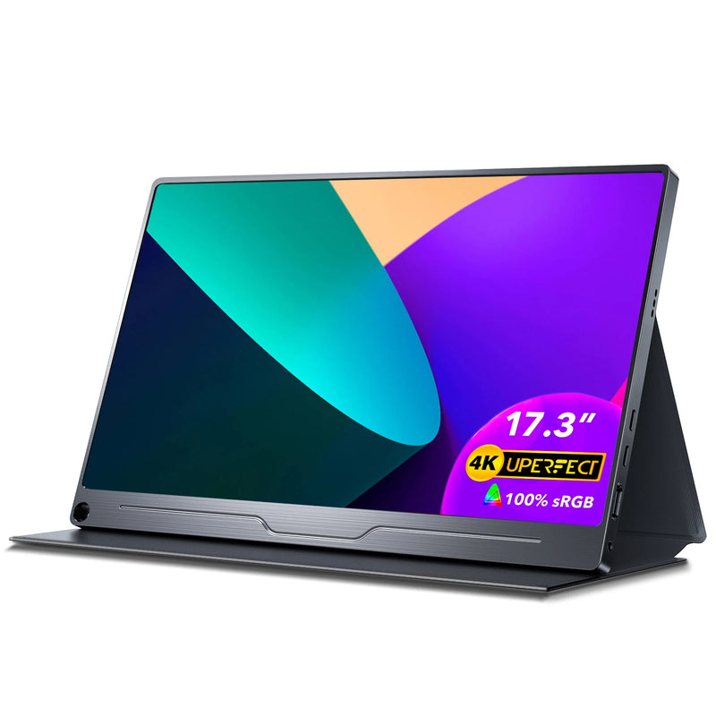 UPERFECT Truely 4K Computer Monitor 17.3" IPS UHD 500 Nit Brightness 3840X2160 USB C HDR FreeSync Speaker Type-C HDMI OTG VESA
