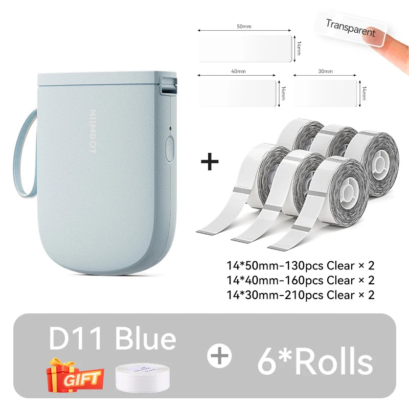 NiiMbot D11 Bluetooth Thermal Label Printer Portable Wireless Label Maker Machine Multiple Templates Available for Office Home