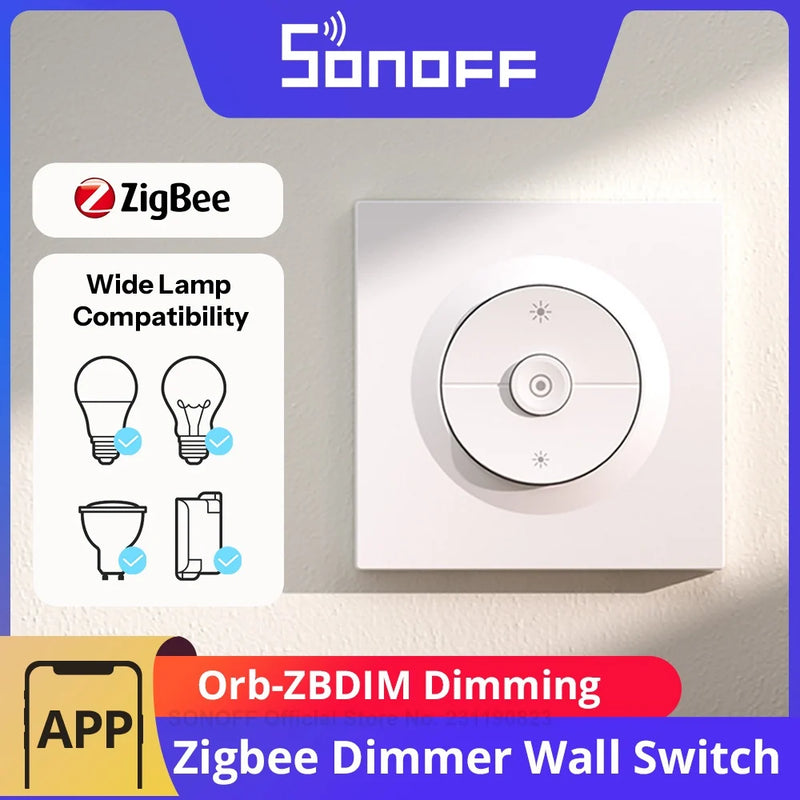 SONOFF Orb-ZBDIM Zigbee Dimmer Wall Switch MINI-ZBDIM-E Flicker-Free Dimming Power Monitoring Overheat Protection 220–240V Only