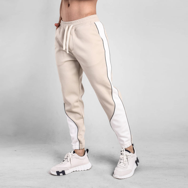 2026 New Winter Men Cuffed Sports Pants, Fashionable Loose-fitting Sweatpants, Black and Gray Color-blocked Casual Trousers