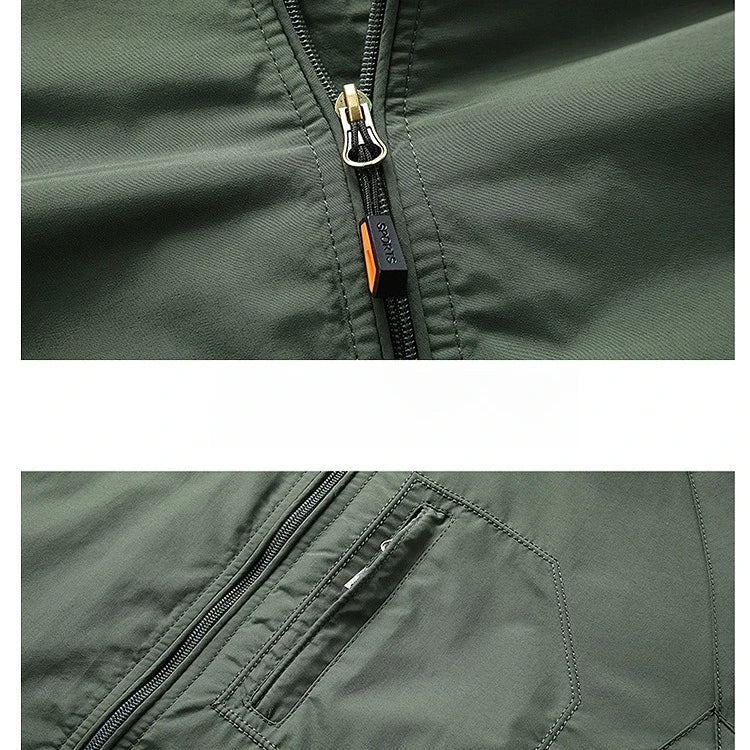 Men's Detachable Hood Jacket, Windproof Waterproof Outdoor Coat, Fleece-Lined Option, Army Green Khaki Navy Black