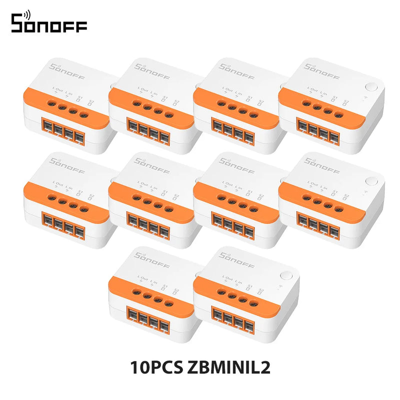 1-10PCS SONOFF ZBMINIL2 Zigbee 3.0 No Neutral Wire Needed Smart Switch Tiny Size Two-Way Control via EWeLink Google Alexa Alice