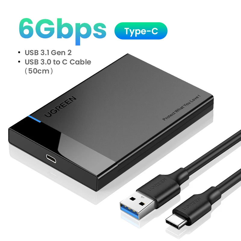 UGREEN HDD Case 2.5'' SATA to USB 3.0 Hard Drive Enclosure for SSD Disk HDD Box USB C 3.1 Gen 2 Case HD External HDD Enclosure