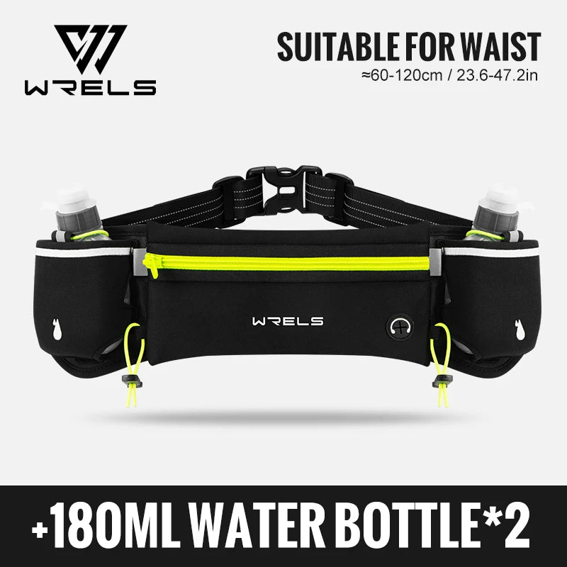 WRELS Outdoor Sports Running Waterproof Utralthin Waist Bag Runner Belt Hydration Running Belt with Water Bottle Running Pack