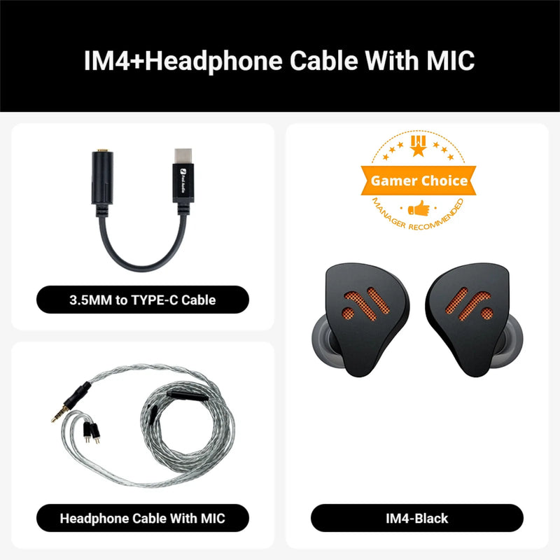 កាសស្តាប់ត្រចៀក Fosi Audio IM4 Hifi មានខ្សែ កាសស្តាប់ត្រចៀក Open-Back Dynamic Drivers IEM សម្រាប់តាមដានតន្ត្រី និងលេងហ្គេម