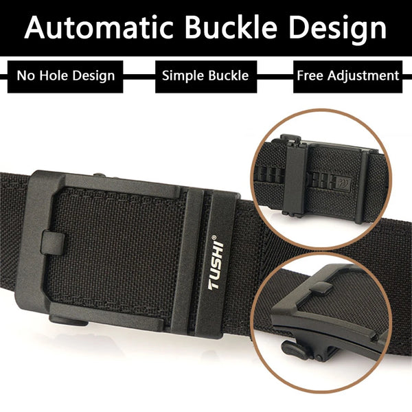 TUSHI belt Military Tactical Belt for Men Metal Automatic Buckle Thick Nylon Outdoor Hunting IPSC Gun Belt Casual Girdle Male
