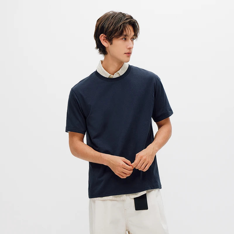 Semir Men T shirt Solid Color Crew Neck Knit Comfortable Versatile Casual Top 2026 Summer Simple Daily Clothes