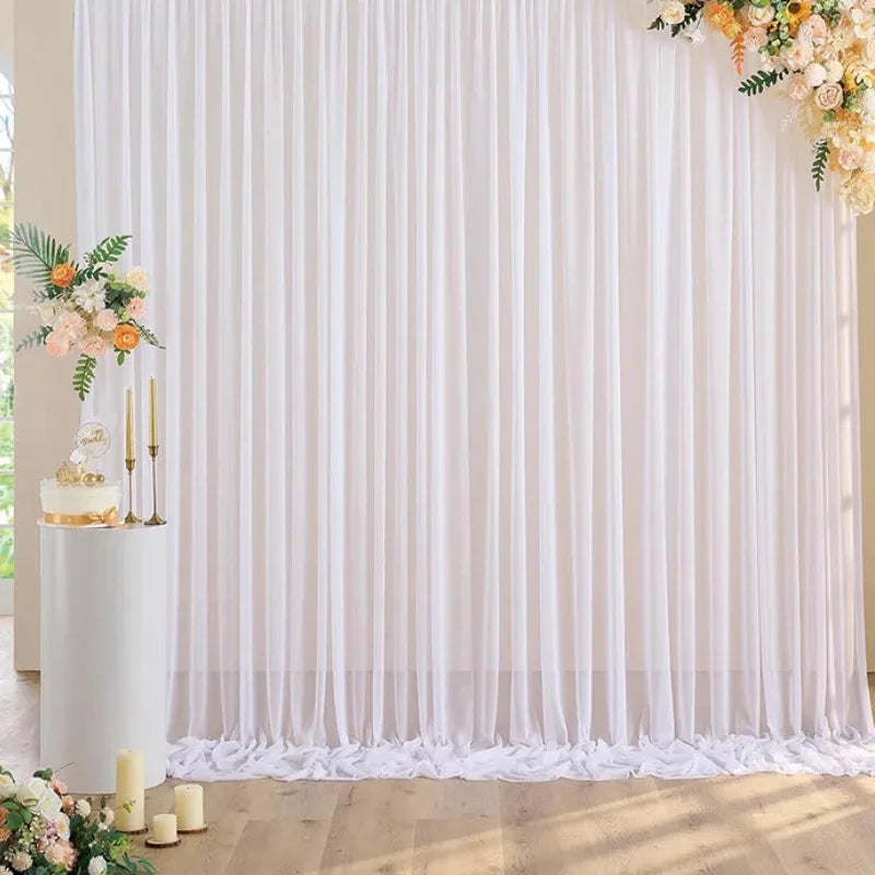 160x300cm Chiffon Backdrop Curtain for Wedding Party Decor Slight Glimmer Sheer Baby Shower Photography Backgrounds