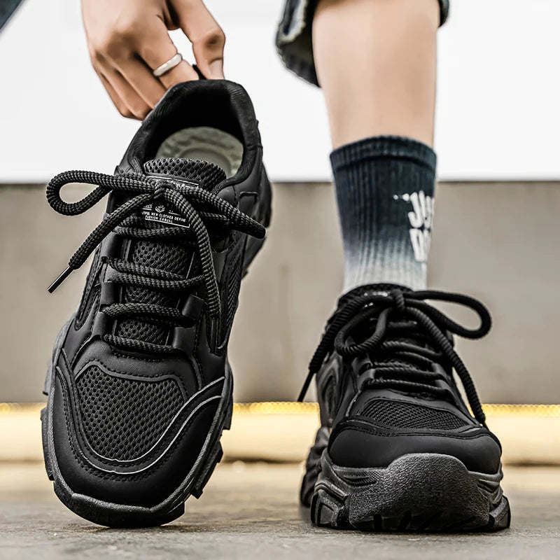 Men's Chunky Sneakers Summer Thick-Sole Breathable Casual Outdoor Running Shoes Fashion Student Soft-Sole Anti-Slip Sports Shoes