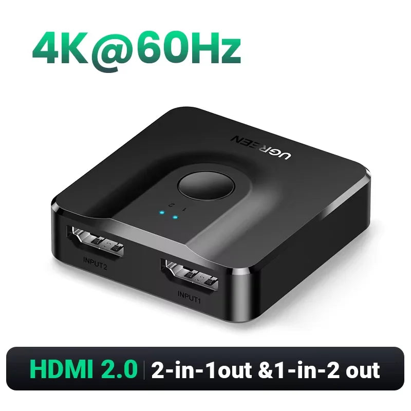 UGREEN HDMI 2.1 Switch 8K 60Hz 2 in 1 Out Manual Button for PS5 Xbox Series X TV Xiaomi Monitor Projector HDMI Switcher