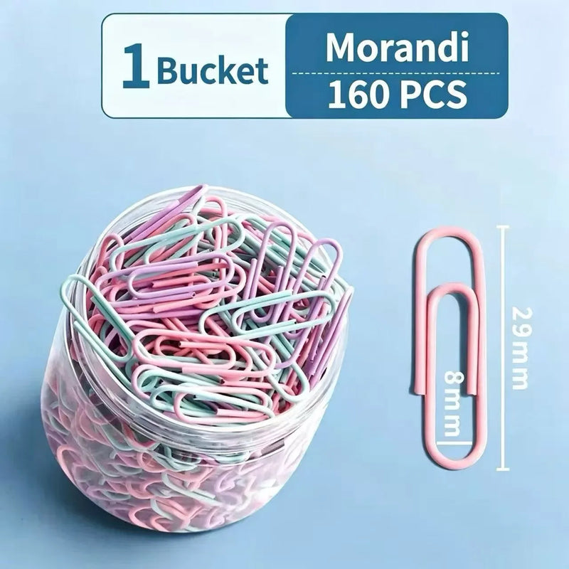 160 Pcs Colorful Paper Clips Large Stainless Steel Bookmark Office Supplies Paper Clip Organizer Stationery for File Management