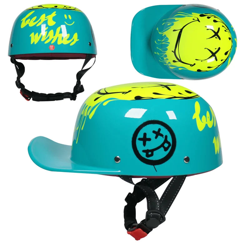 Restoring ancient ways gangs DS personality baseball cap helmets electric scooters ladle half helmet helmet visor helmet
