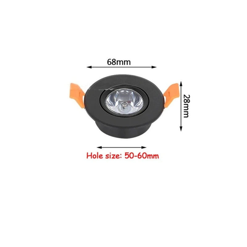 COOINJOY 3W DC 12V Aluminum LED Downlight 50mm Cutout Dimmable Recessed Ceiling Light Round Spot with Driver Cutout Installation