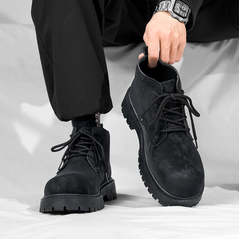 Men's Retro Thick-Sole Casual Shoes Four Seasons Soft-Sole Anti-Slip Light Outdoor Walking Shoes Fashion Joker Sports Tide Shoes