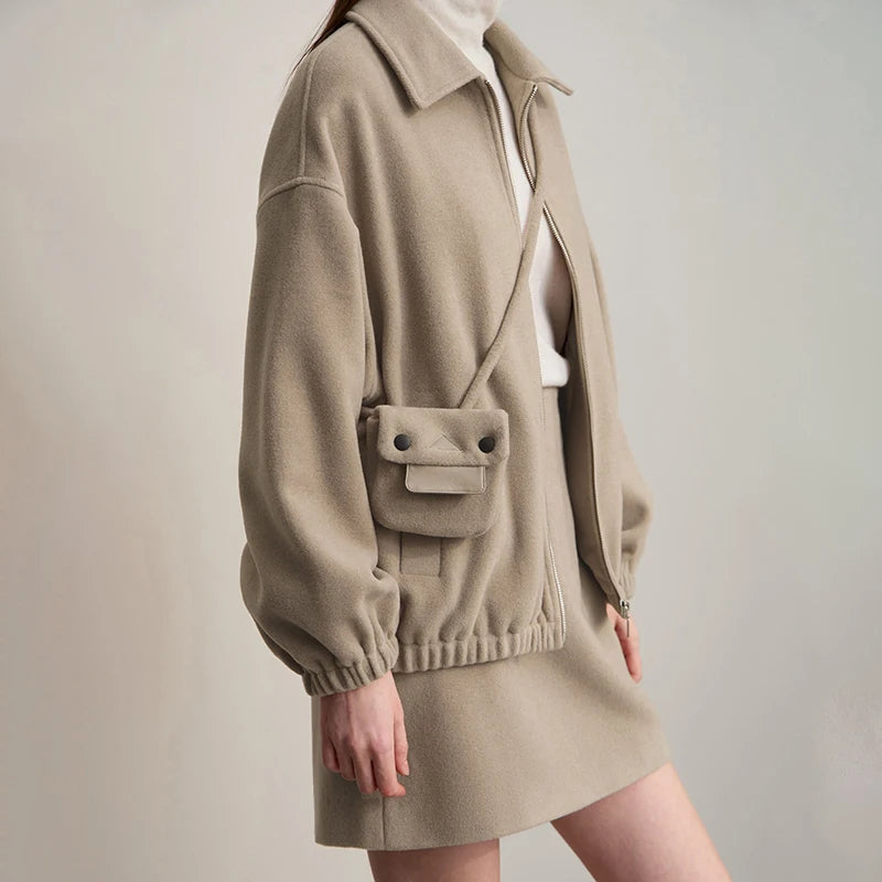 អាវធំ AMII សម្រាប់នារី 2026 រដូវរងា អាវធំដៃវែងរលុង ក្តៅ មានខ្សែរ៉ូត អាវរោមចៀមសម្រាប់នារី សម្លៀកបំពាក់នារី 12524027