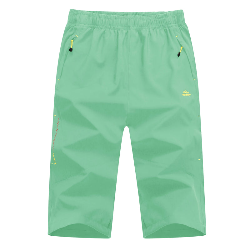 TACVASEN Men's 3/4 Long Pants Running Sports Capri Shorts Outdoor Walking Hiking Shorts Nylon Casual Below Knee Trousers Males