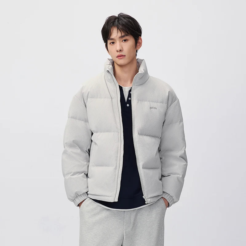Semir Men Down Jacket 80 Percent Down Fill Minimal Design Textured Puffer Letter Embroidery 2026 New Winter Daily Wear