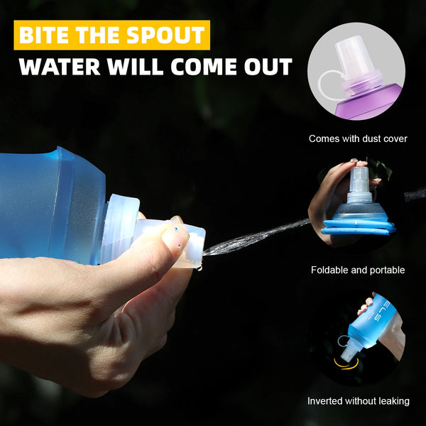 WRELS Foldable Silicone Soft Flask Water Bottle for Outdoor Sport  Running Camping Folding TPU Soft Flask Water Bag BPA Free