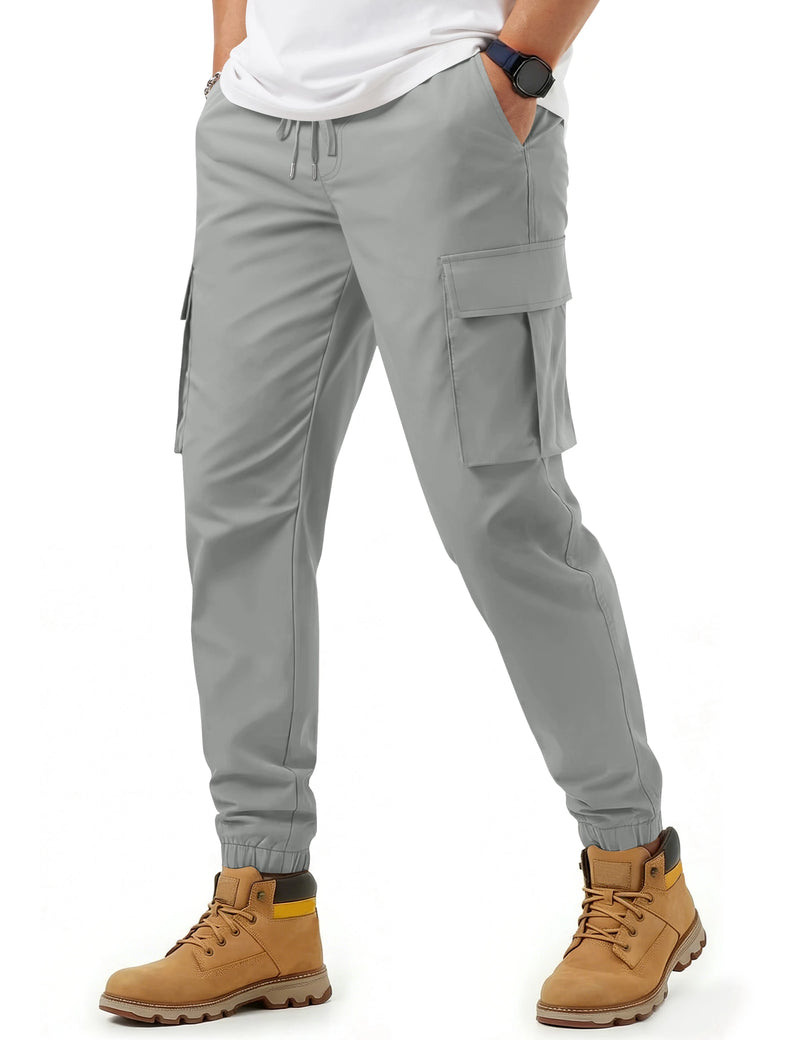 TACVASEN Men's Casual Cargo Pants Joggers With 5 Pockets Elastic Waist Drawstring Tapered Work Pant with Pockets Sweatpants