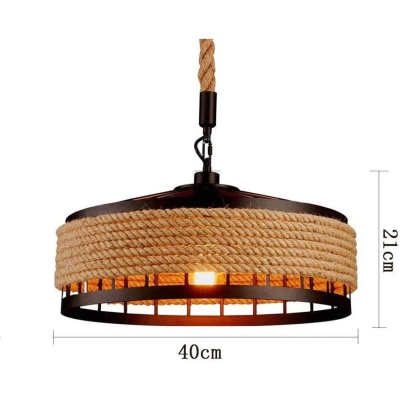 JOYINLED Industrial Hemp Rope Chandelier Vintage Metal Pendant Lamp Retro Hanging Lamp for Dining Room Living Room  30/40/50CM