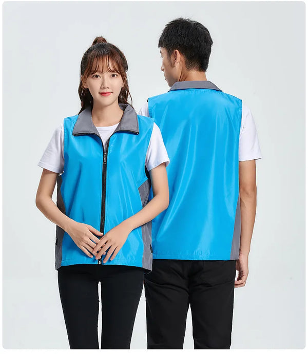 Color matching zipper pocket compound waistcoat printed logo work clothes volunteer activities vest public welfare vest