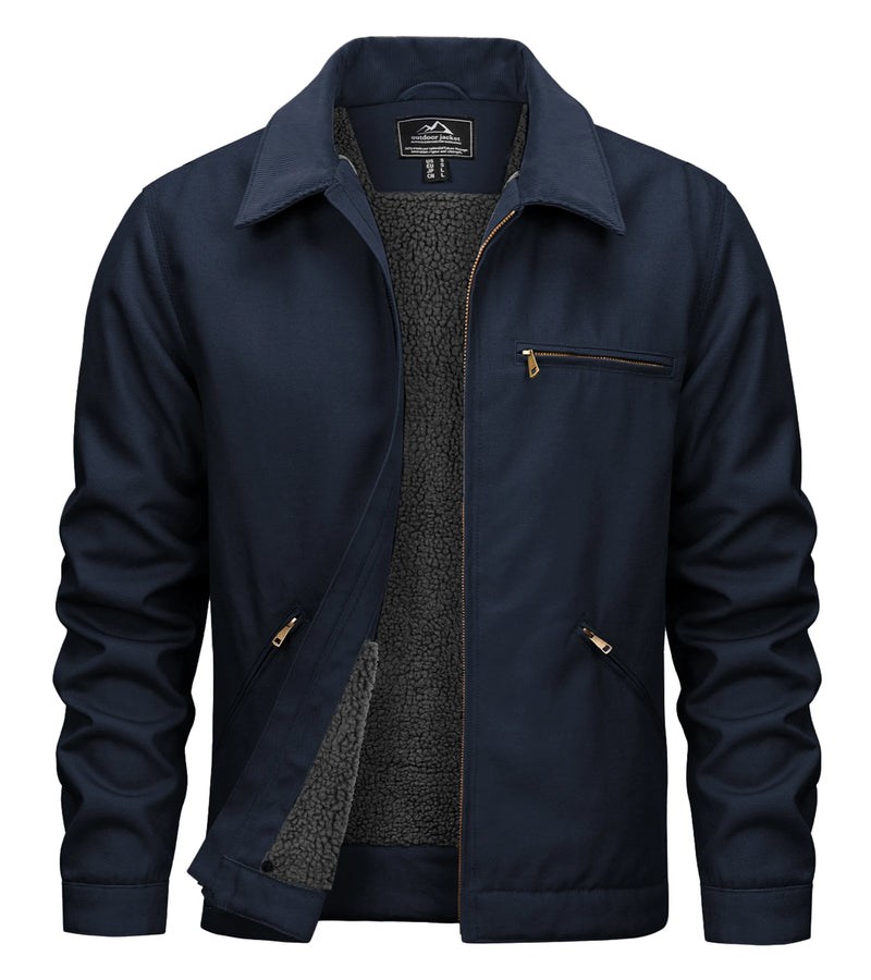 TACVASEN Heavy Duty Canvas Work Jackets Mens Construction Duck Retro Jacket Sherpa Waterproof Warm Winter Coats Cotton Pockets