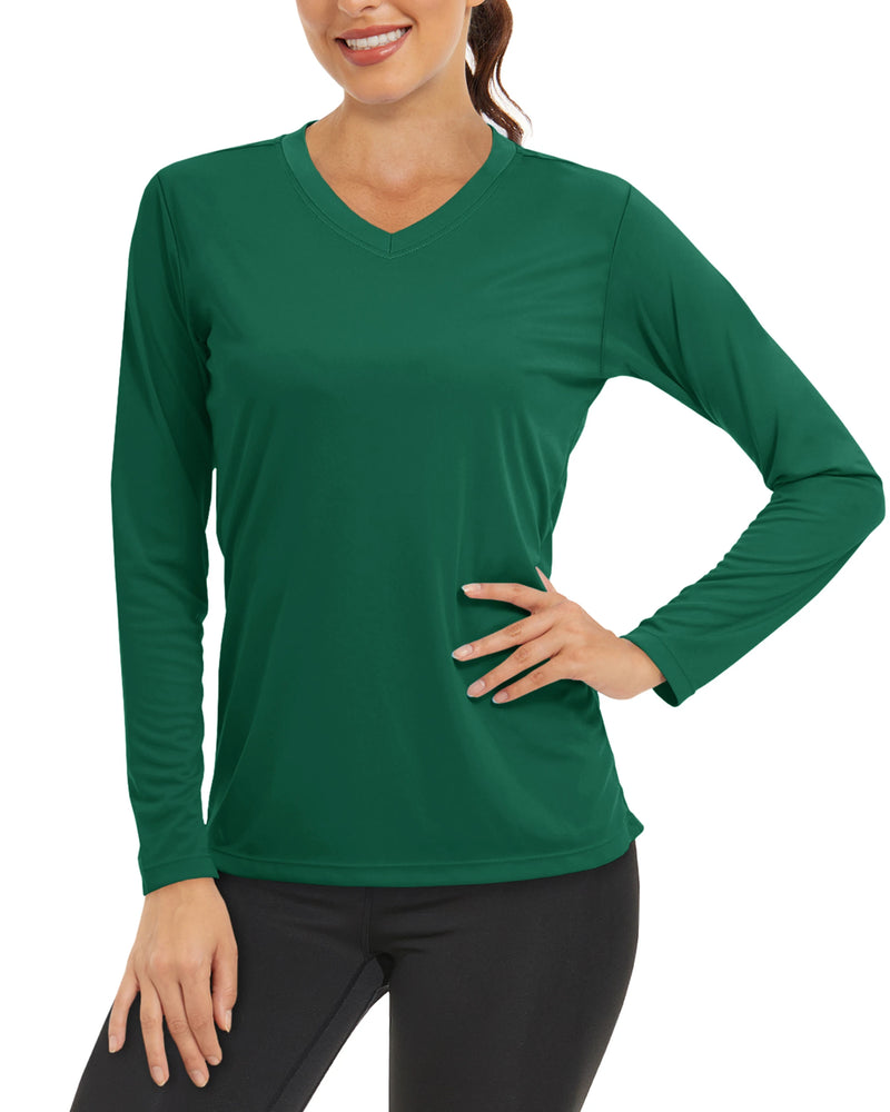 TACVASEN Summer Sun Protection Shirts UPF 50+ Womens Long Sleeve V Neck Shirts Lightweight Quick Dry Tee Shirts Outdoor Pullover