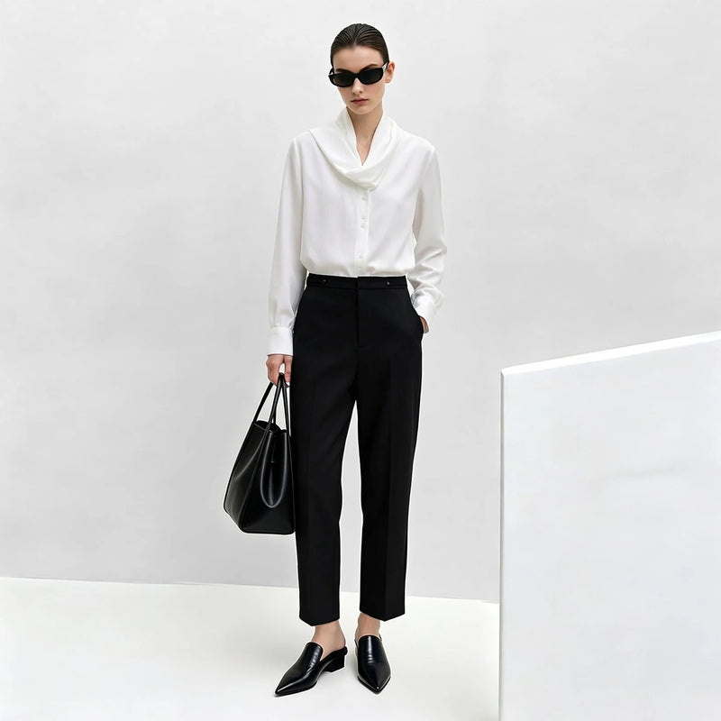 Amii Minimalist Women Pants Pleated 2026 Autumn New Versatile Casual Elegant Modern Cozy Brushed Fitted Women's Pants 12623055