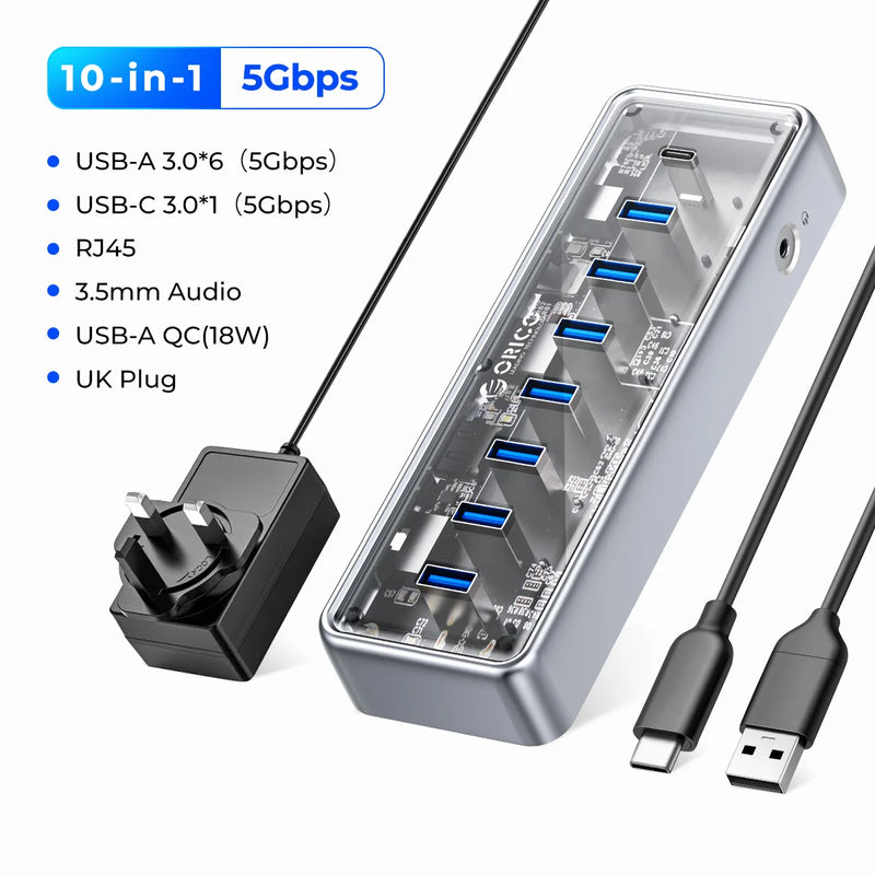ORICO Metallic USB3.1 Hub 5Gbps High Speed Transmission 13 Ports Simultaneous Expansion Ports For All Macbook Mac Mini