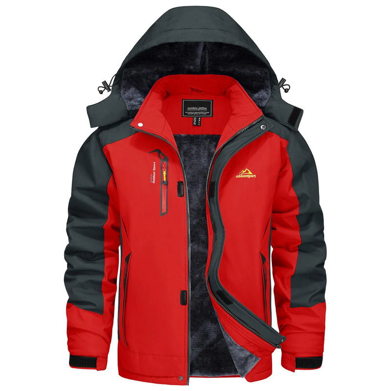 TACVASEN Men's Fleece Lined Skiing Jacket Windproof Detachable Hood Winter Thicken Warm Parkas Waterproof Outdoors Working Coat