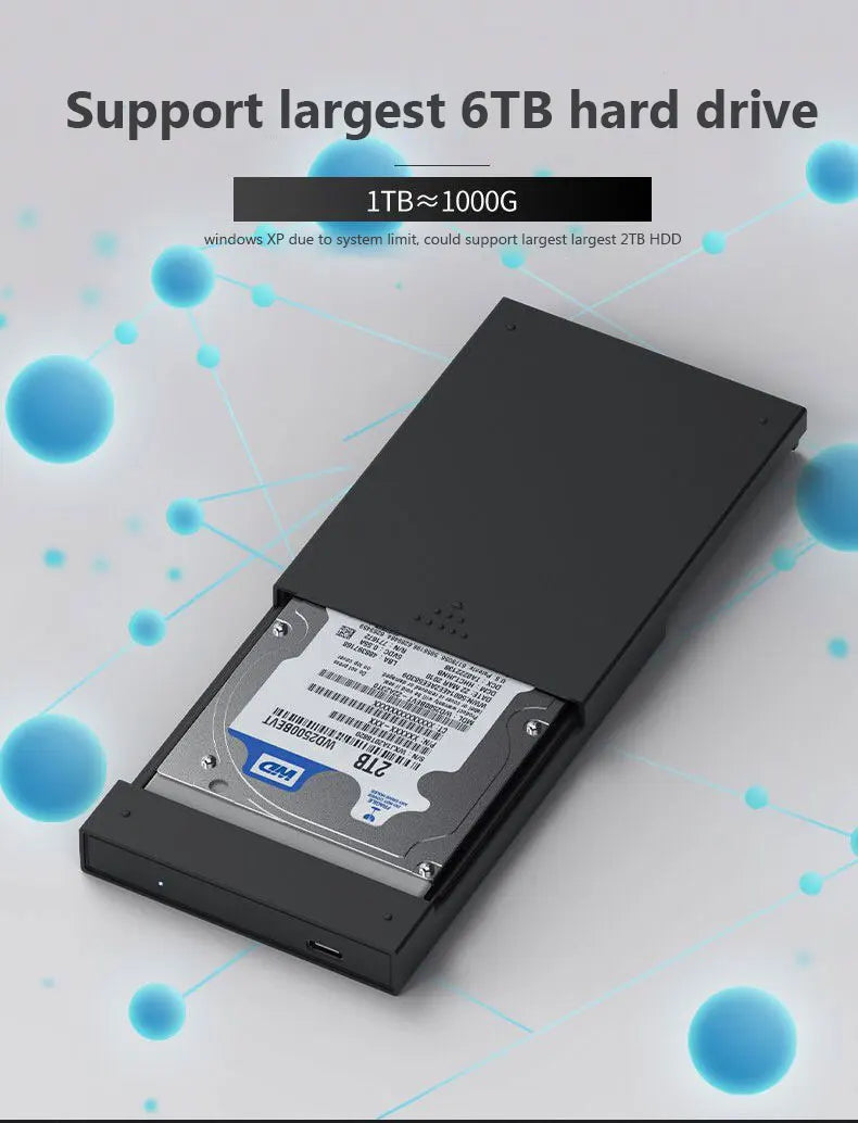 ស្រោម ថាស រឹង ចល័ត Blueendless 2.5 SATA ទៅ USB3.0/3.1 HDD គាំទ្រ HDD ទំហំ 6TB សម្រាប់ SSD ស្រោម HDD សម្រាប់ ផ្ទុក ទិន្នន័យ ខាងក្រៅ