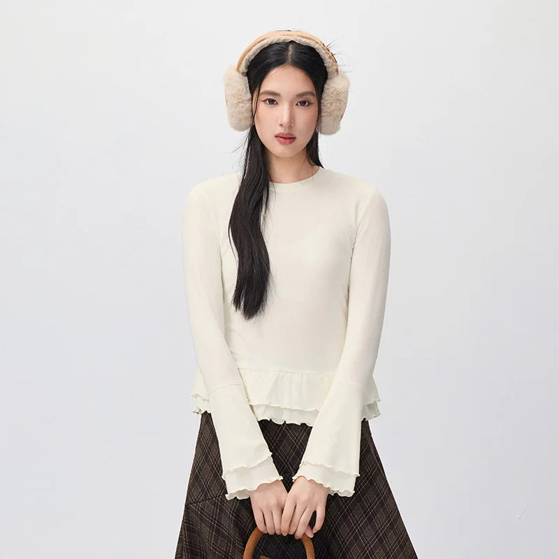 អាវយឺតប៉ាក់ Semir សម្រាប់នារី ធ្វើពីរោមចៀមរលោង រាងស្លីម 2026 សម្លៀកបំពាក់ប្រចាំថ្ងៃរដូវរងាថ្មី ស្ទីលធម្មតាសម្រាប់ទីក្រុង សម្លៀកបំពាក់ប្រចាំថ្ងៃ